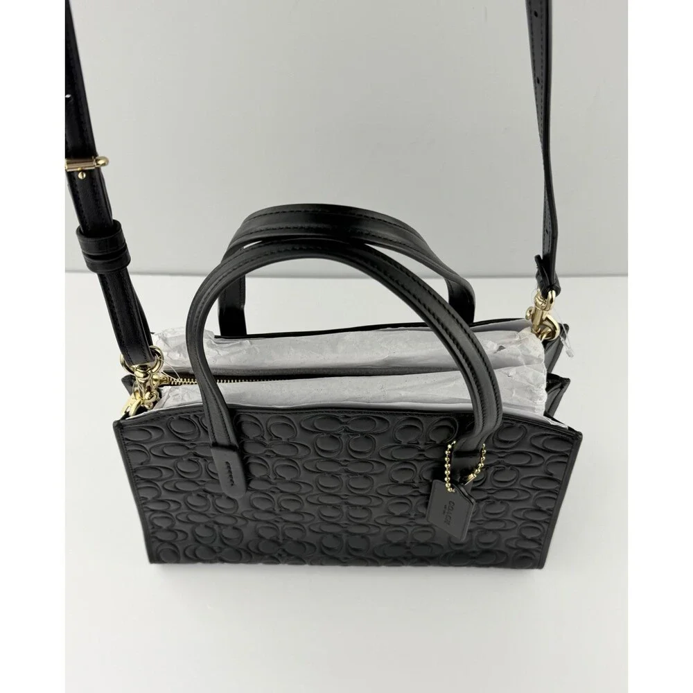 NEW Coach Charlie Carryall 28 Women's Signature Leather Shoulder Bag Black 51665